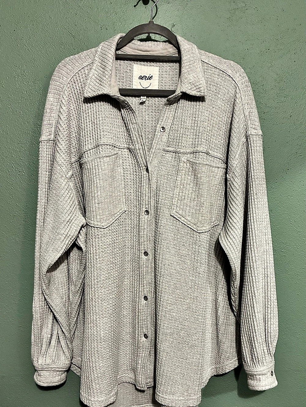 Aerie LumberJane Waffle Shirt Gray